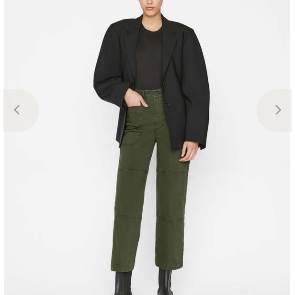 Frame Utility Pant Oversized Pockets Washed Fatigue Green Denim High Rise Sz 27